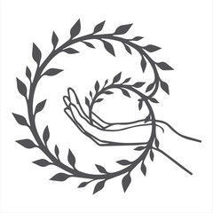Natural Healing and Wellness Logo with Hand and Leaves