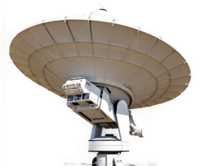 Illustration of a Radio Telescope Scanning the Cosmos, Featuring Futuristic Design, Space Exploration Theme and Advanced Communication Technology for Scientific Research