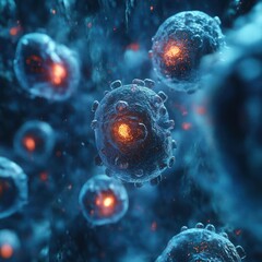 Microscopic view of cells in motion