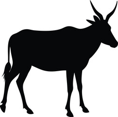 Eland silhouette black colour with white background 