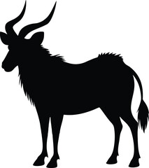 Eland silhouette black colour with white background 