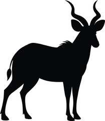 Eland silhouette black colour with white background 