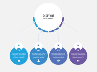 Four Options Steps Circle Infographic Template Design