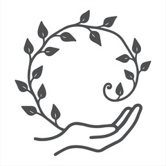 Natural Healing and Wellness Logo with Hand and Leaves