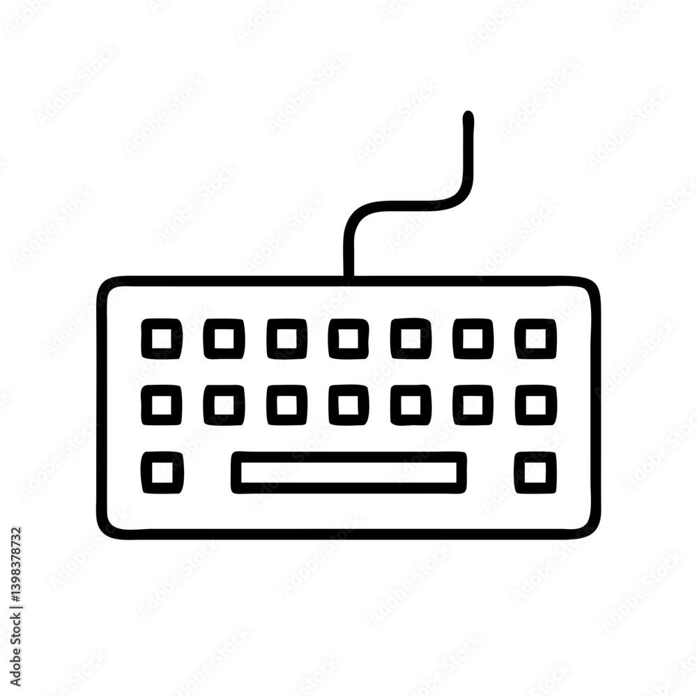 Poster keyboard vector illustration for computer input device and typing equipment outline design concept