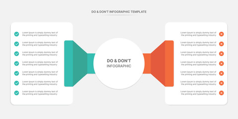 Dos and Don'ts, Pros and Cons, Vs, Versus Comparison Circle Infographic Design Template