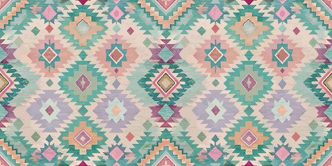 Colorful geometric pattern with pastel tones in pink, green, and purple.