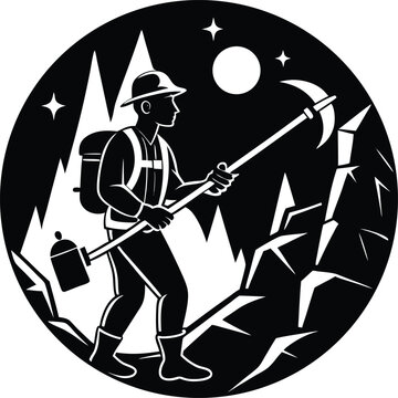 recommend clip art: Cave Explorer Round Silhouettes Vector | Adventure, Exploration & Nature Line Art