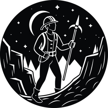 recommend clip art: Cave Explorer Round Silhouettes Vector | Adventure, Exploration & Nature Line Art