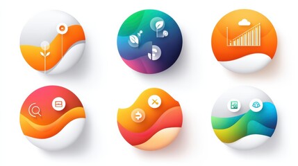 Business management icon set concept. Modern professional business management icon set