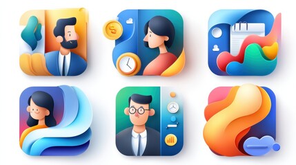 Fototapeta premium Business management icon set concept. Professional business management icons for career growth and success