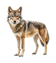 Wild wolf stands proudly in natural habitat captivating wildlife scene. Isolated on transparent background, png.