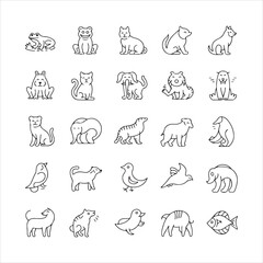 Adorable Animal Line Art Illustrations: Bear, Dog, Deer, Owl, and More