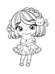 Hand drawn anime coloring page