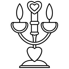 Romantic Candlestick Line Drawing