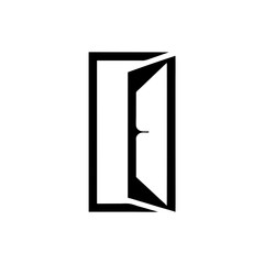 Minimal open door icon symbol of opportunity doorway silhouette design


