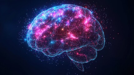 Abstract Glowing Brain: Neural Network Visualization