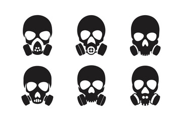 skull wearing gas mask vector art silhouette