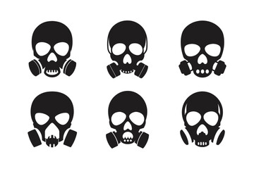 skull wearing gas mask vector art silhouette