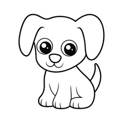 A cute cartoon puppy line art vector illustration
