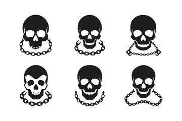skull wrapped chains vector art silhouette