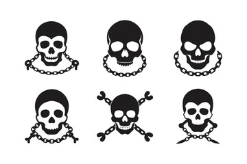 skull wrapped chains vector art silhouette