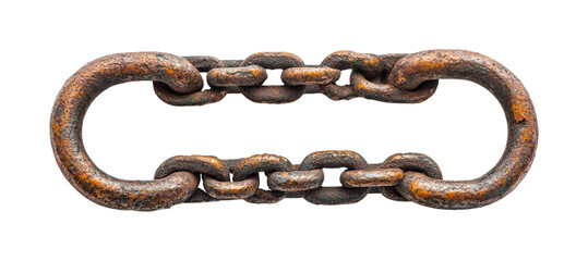 Obraz premium Heavy metal chain link industrial concept view. Isolated on transparent background, png.