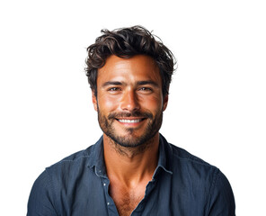 Captivating portrait of a smiling man lifestyle bright. Isolated on transparent background, png.
