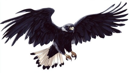 Fototapeta premium Majestic black hawk soaring over open sky wildlife photography natural habitat aerial view freedom and grace