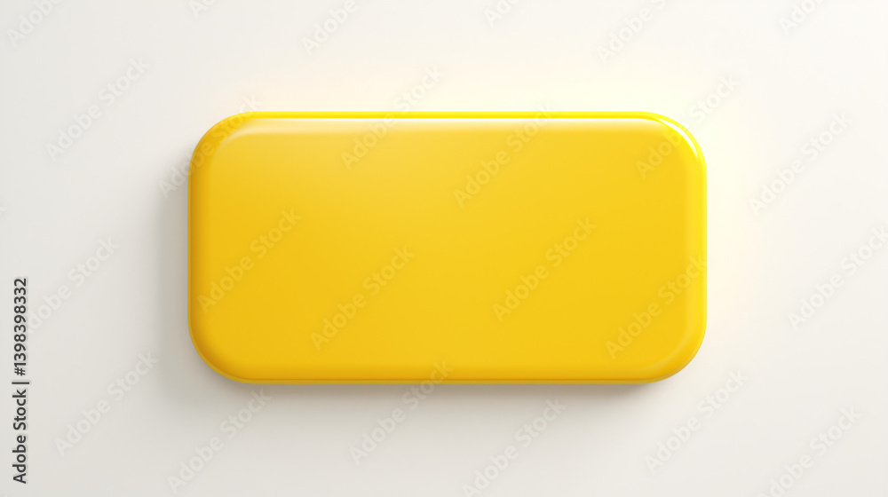 Aufkleber a 3d-rendered rounded yellow rectangle icon against a white background, perfect for display, brandin