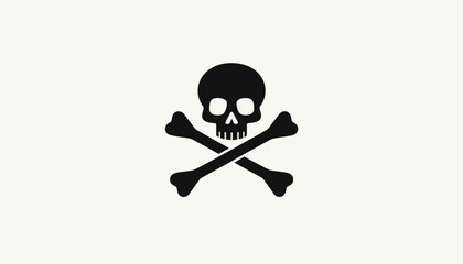 Skull and Crossbones Icon on Plain Background  