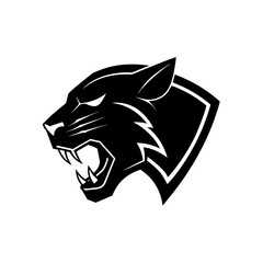 Obraz premium Digital Silhouette Sleek Lines Gaming Panther Head Art