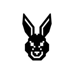 Glowing Pixelated Fur Gaming Rabbit Head Digital Art