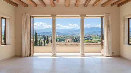 Spacious Italian Villa Interior With Panoramic View