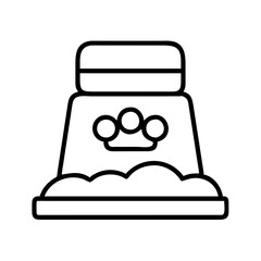 Pet food bowl outline vector illustration for animal care nutrition and feeding supplies concept design