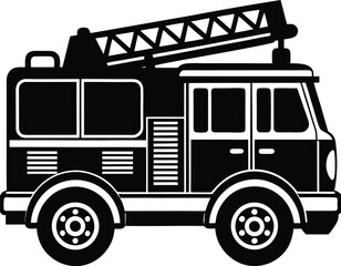 Fire Truck Silhouette Vector | Emergency, Rescue & Vehicle Line Art