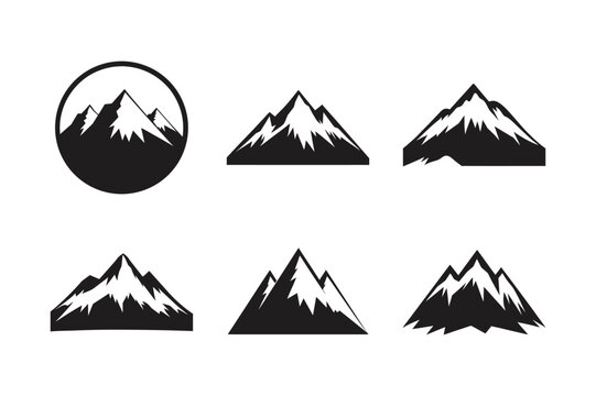 snow capped mountain scene vector art silhouette