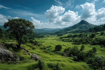 serene landscape with clear skies and greenery symbolizes clean environment positive impact on health