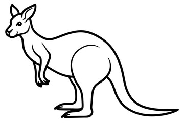 Minimalist Kangaroo Line Art Vector on White Background