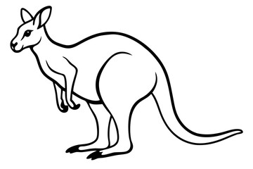 Minimalist Kangaroo Line Art Vector on White Background