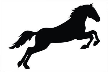Horse jumping black silhouette, Horse icon vector