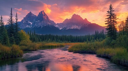 The Three Sisters Mountains in Canmore, Alberta, Capturing the Majestic Landscape 