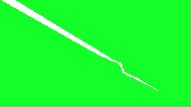 Pixel Art Cartoon Speed Explosion Lightning on Green Screen, Comic Book Style Animation Boom Energy Loop. Cartoon lightning bolt flashing and manga pixel art style, retro gaming, electric vibe