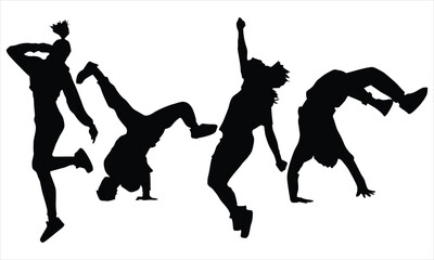 silhouettes of dancing people
