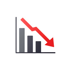 Fototapeta premium Economic Downturn Illustrated by a Bar Graph and Red Arrow