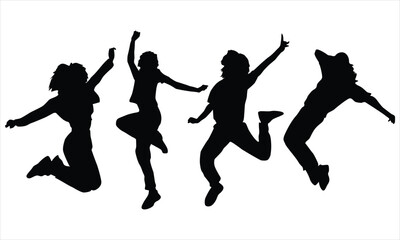 silhouettes of dancing women on a white background