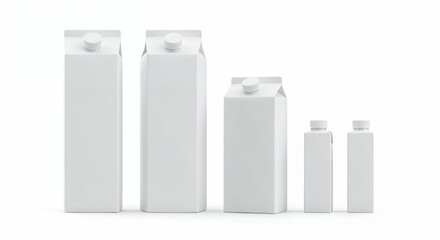 Blank Milk Carton Mockups in Different Sizes