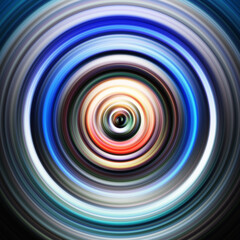 Colorful radial motion effect. Abstract rounded background. Color curves and sphere.