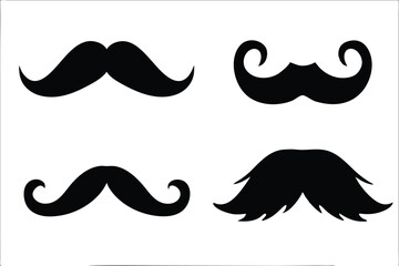 mustache silhouette vector set, moustache icon collection