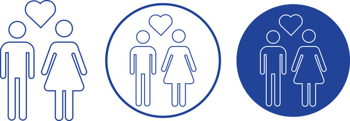 Couple with love icons set. Bride and groom line vectors. Wedding ceremony illustration isolated on transparent background. Silhouette of relationship love harmony signs. Symbolizing love and unity.